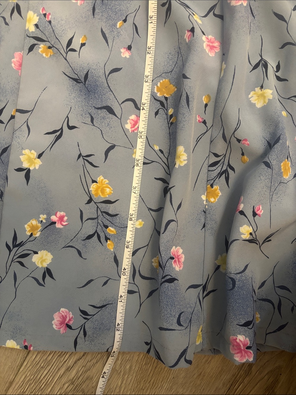 Vintage 90s Cottagecore Prairie sleeveless dress Blue Floral Dress - Picture 6 of 7